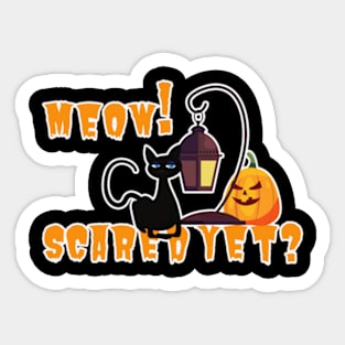 Halloween cat meow cute but scary Sticker